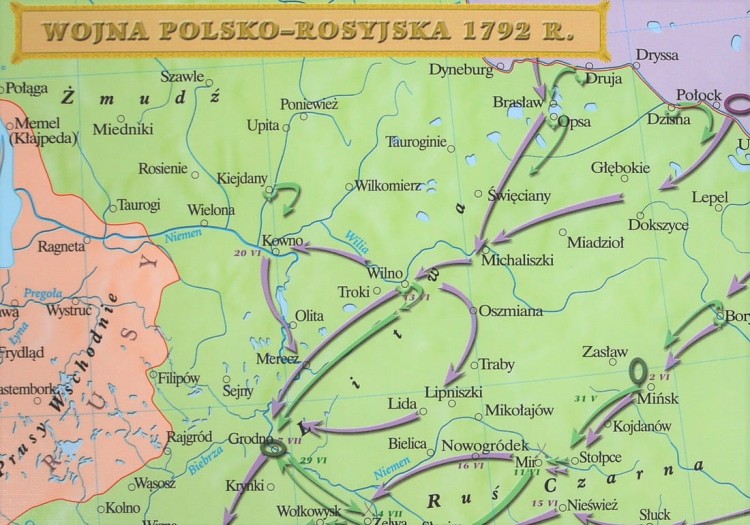 Rzeczpospolita Polska w okresie rozbiorów (1772-1795). Mapa ścienna wydawnictwa Meridian. Fragment 5