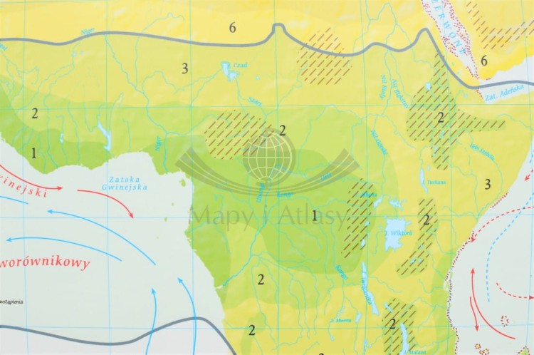 Świat 1:26 000 000. Strefy klimatyczne. Mapa ścienna wydawnictwa Meridian. Fragment 3