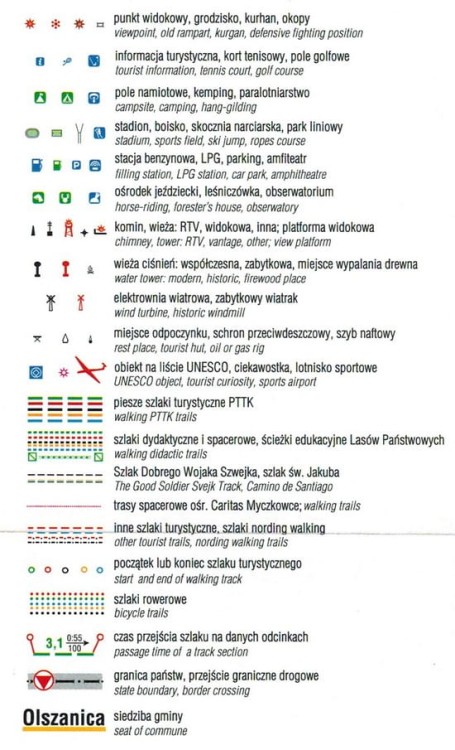Góry Sanocko-Turczańskie. Okolice Sanoka. Mapa turystyczna wydawnictwa Compass. Legenda 3