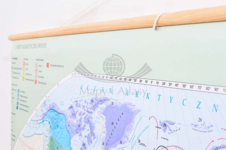 Świat 1:26 000 000. Strefy klimatyczne. Mapa ścienna wydawnictwa Meridian. Oprawa