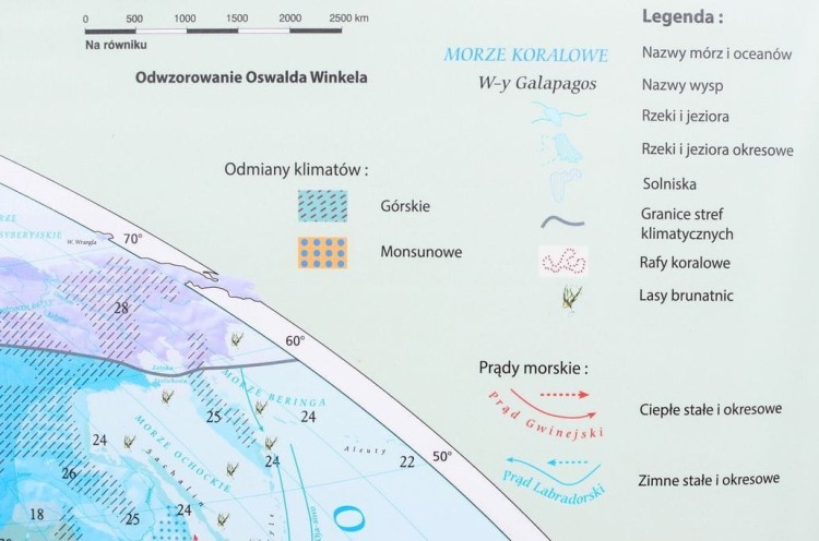 Świat 1:22 000 000. Strefy klimatyczne. Mapa ścienna wydawnictwa Meridian. Legenda 2