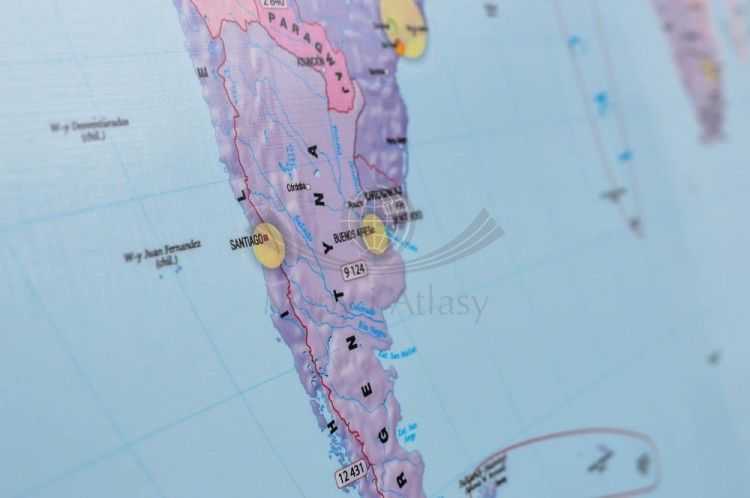 Świat 1:31 000 000. Zróżnicowanie gospodarcze i społeczne. Mapa ścienna wydawnictwa Meridian. Fragment 6