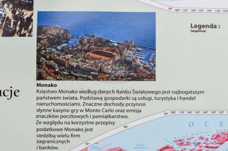 Świat 1:31 000 000. Zróżnicowanie gospodarcze i społeczne. Mapa ścienna wydawnictwa Meridian. Fragment 11