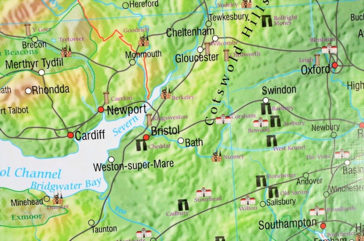 Wielka Brytania i Irlandia / Czasy angielskie (The Tenses). Dwustronna mapa ścienna wydawnictwa Meridian. Strona 1 - fragment 2