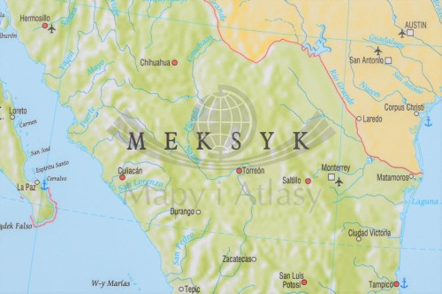 Ameryka Północna 1:7 480 000. Mapa ścienna polityczna wydawnictwa Meridian. Fragment 1