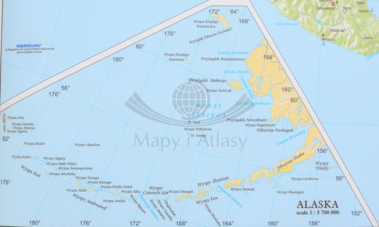 Ameryka Północna 1:7 480 000. Mapa ścienna polityczna wydawnictwa Meridian. Fragment 5