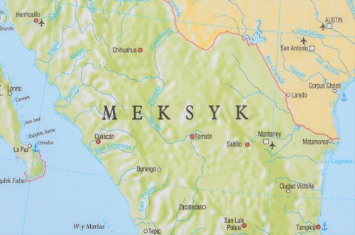 Ameryka Północna 1:5 600 000. Mapa ścienna polityczna wydawnictwa Meridian. Fragment 1
