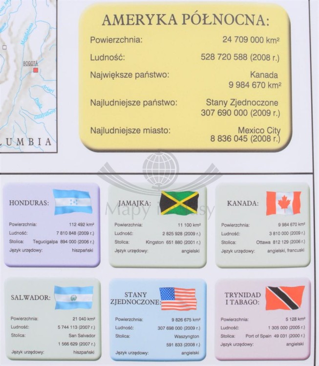 Ameryka Północna 1:5 600 000. Mapa ścienna polityczna wydawnictwa Meridian. Fragment 7