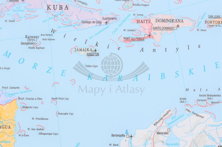 Ameryka Północna 1:5 600 000. Mapa ścienna polityczna wydawnictwa Meridian. Fragment 2