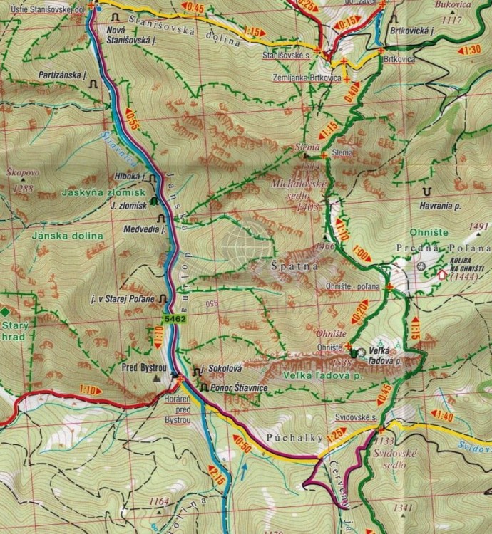 Niżne / Niskie Tatry. Chopok, Kralova Hola. Mapa turystyczna 475 wydawnictwa Shocart. Fragment 2