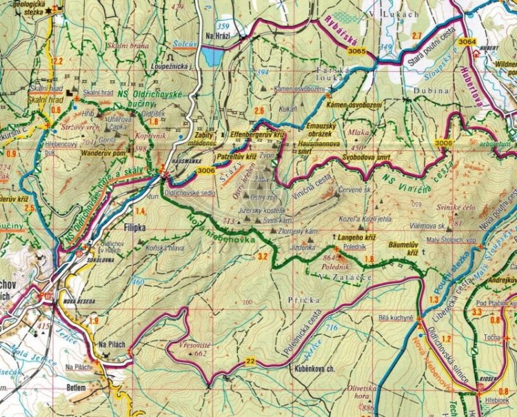 Jizerske hory, Frydlantsko. Mapa turystyczna 02 wydawnictwa Shocart. Fragment 2