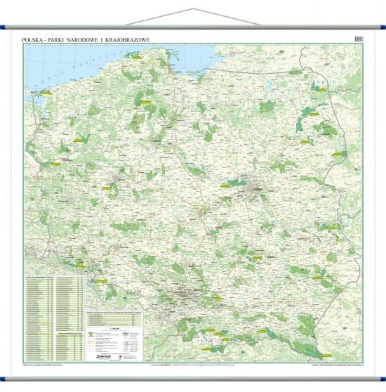Polska 1:500 000. Mapa ścienna parki narodowe i krajobrazowe