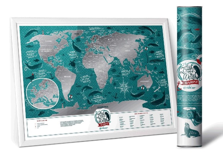 Świat. Mapa zdrapka Marine World w ramie