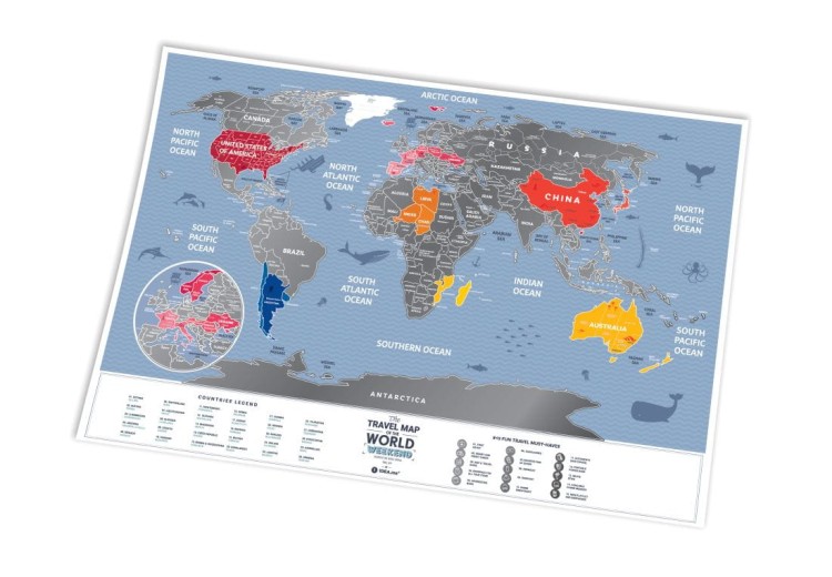 Świat. Mapa zdrapka Weekend World. Mapa