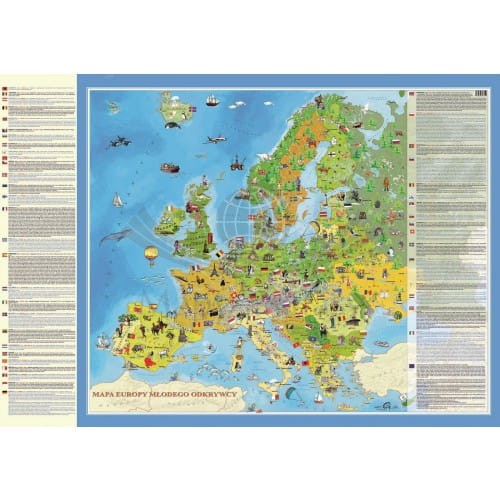 Europa Młodego Odkrywcy MIDI. Mapa dla dzieci w ramie drewnianej