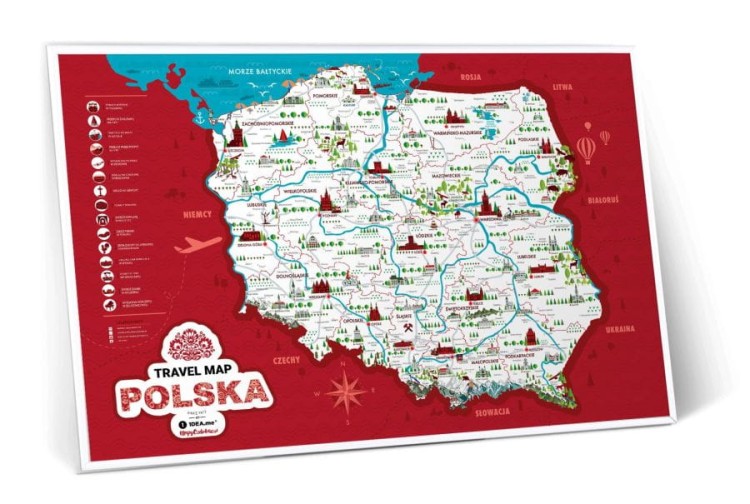 Polska. Mapa zdrapka Travel Map. Przykład oprawy 2