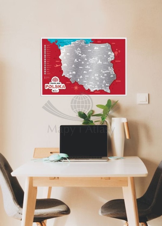 Polska. Mapa zdrapka Travel Map. Przykład aranżacji 2