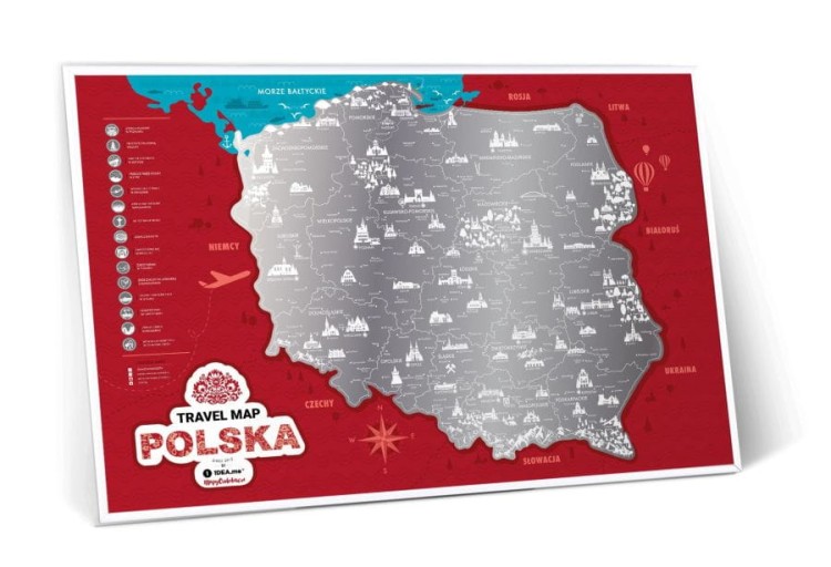 Polska. Mapa zdrapka Travel Map. Przykład oprawy 1