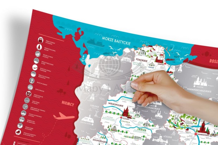Polska. Mapa zdrapka Travel Map. Fragment