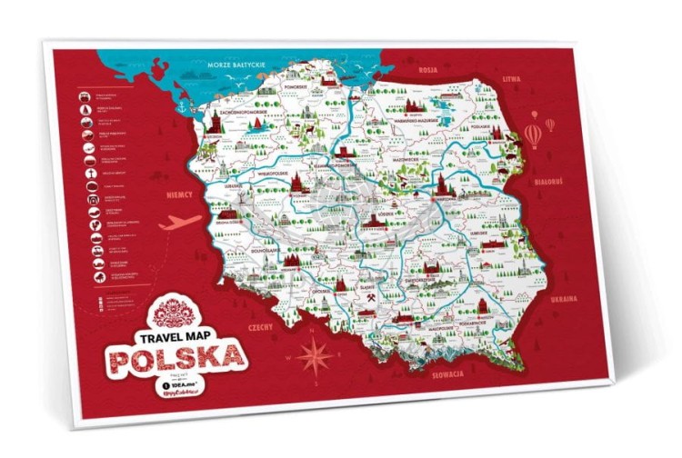 Polska. Mapa zdrapka Travel Map w ramie