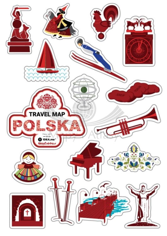 Polska. Mapa zdrapka Travel Map. Naklejki