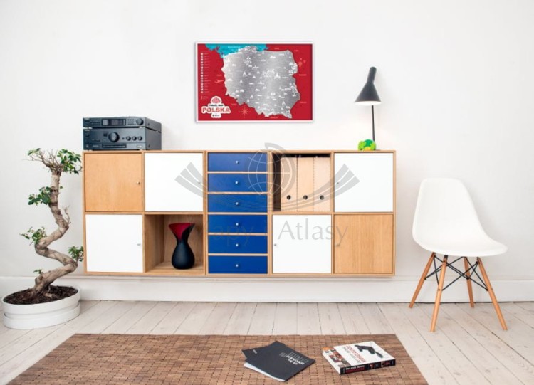 Polska. Mapa zdrapka Travel Map. Przykład aranżacji 1