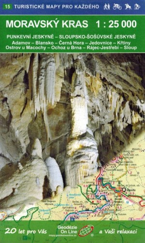 Morawski (Moravsky) Kras. Mapa turystyczna 15 wydawnictwa Geodezie On Line. Okładka