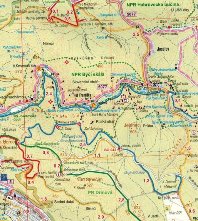 Morawski (Moravsky) Kras. Mapa turystyczna 15 wydawnictwa Geodezie On Line. Fragment 1