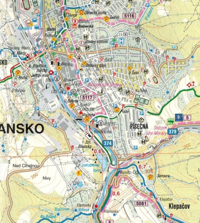 Morawski (Moravsky) Kras. Mapa turystyczna 15 wydawnictwa Geodezie On Line. Fragment 2