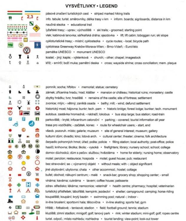 Morawski (Moravsky) Kras. Mapa turystyczna 15 wydawnictwa Geodezie On Line. Legenda 1