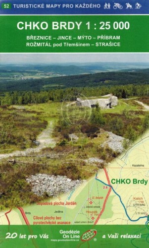 CHKO Brdy. Mapa turystyczna 52 wydawnictwa Geodezie On Line. Okładka
