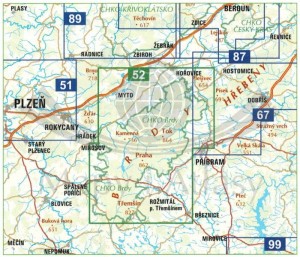 CHKO Brdy. Mapa turystyczna 52 wydawnictwa Geodezie On Line. Zasięg