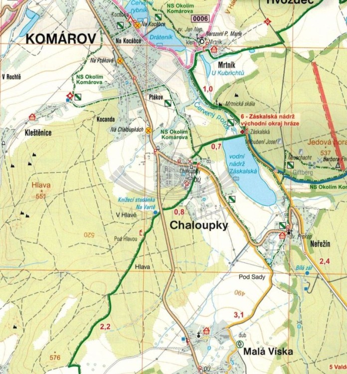 CHKO Brdy. Mapa turystyczna 52 wydawnictwa Geodezie On Line. Fragment 1