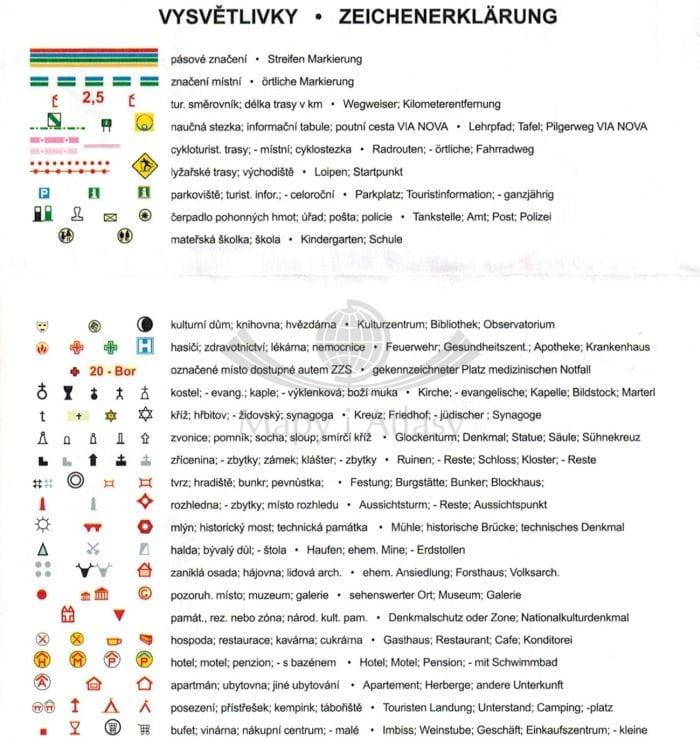 CHKO Brdy. Mapa turystyczna 52 wydawnictwa Geodezie On Line. Legenda 1