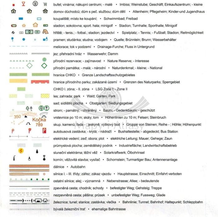 CHKO Brdy. Mapa turystyczna 52 wydawnictwa Geodezie On Line. Legenda 2