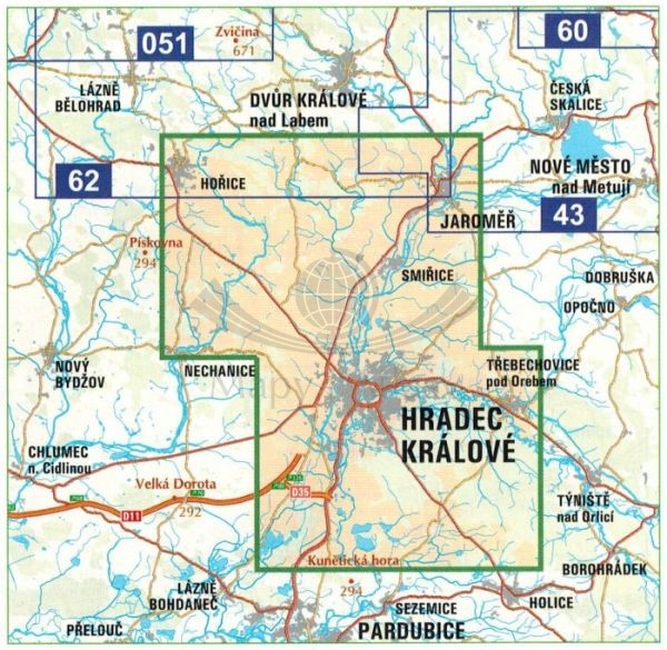 Hradecko. Mapa turystyczna 106 wydawnictwa Geodezie On Line. Zasięg