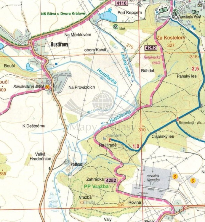 Hradecko. Mapa turystyczna 106 wydawnictwa Geodezie On Line. Fragment 1