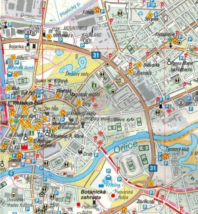 Hradecko. Mapa turystyczna 106 wydawnictwa Geodezie On Line. Fragment 2