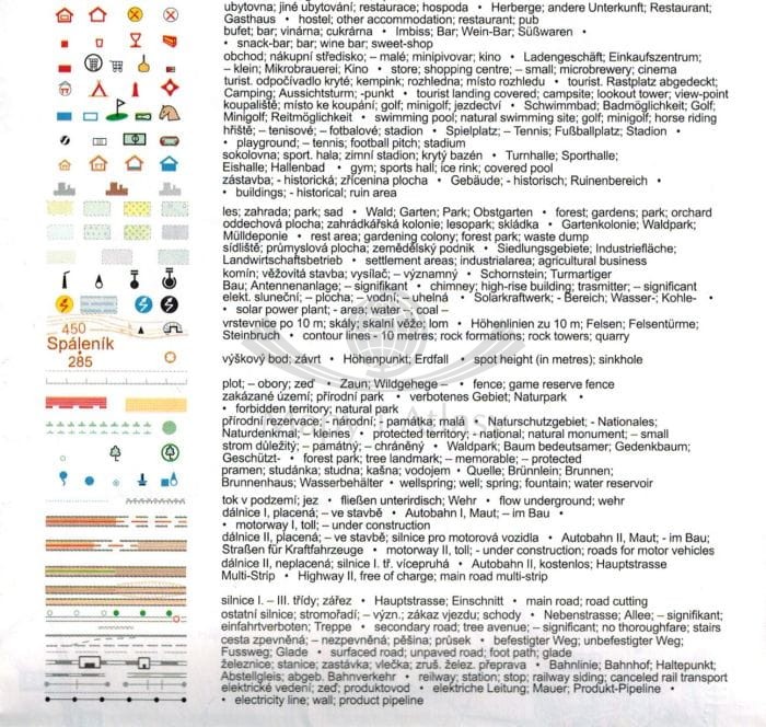Hradecko. Mapa turystyczna 106 wydawnictwa Geodezie On Line. Legenda 2