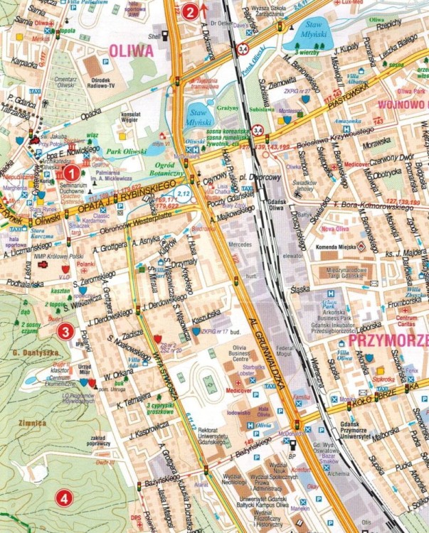 Gdańsk 1:16 000. Mapa kieszonkowa z przewodnikiem / Plan miasta wydawnictwa Galileos. Fragment 2