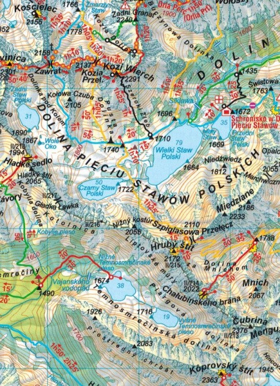 Tatry w całości. Mapa turystyczna 5000 wydawnictwa Tatra Plan. Fragment 1