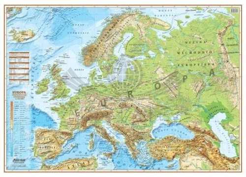 Europa 1:4 500 000. Naklejka, mapa ścienna fizyczna wydawnictwa Eko-Graf