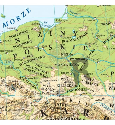 Europa 1:4 500 000. Naklejka, mapa ścienna fizyczna wydawnictwa Eko-Graf. Fragment 1