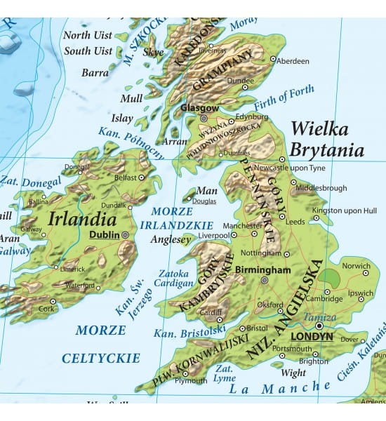 Europa. Naklejka XXL, mapa ścienna fizyczna wydawnictwa Eko-Graf. Fragment 2