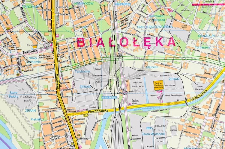 Warszawa 1:26 000. Mapa w ramie drewnianej wydawnictwa Jokart. Fragment 3