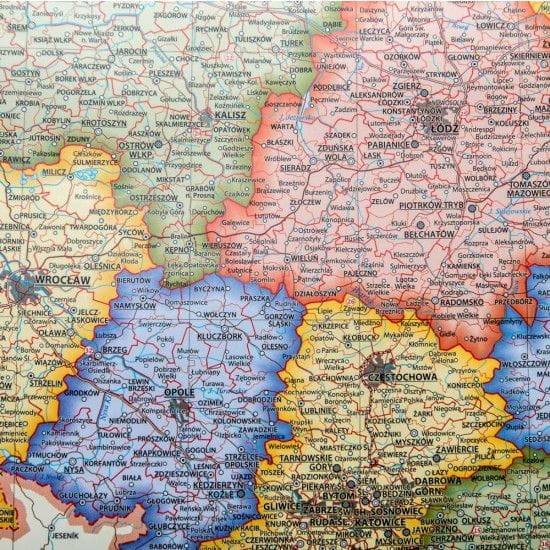 Polska 1:1 800 000. Mapa administracyjna w wersji do wpinania. Fragment 1