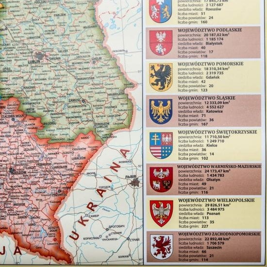 Polska 1:1 800 000. Mapa administracyjna w wersji do wpinania. Fragment 4