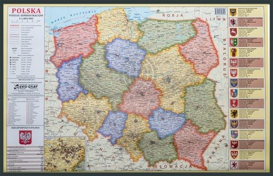Polska 1:1 800 000. Mapa administracyjna w wersji magnetycznej