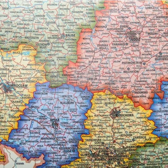 Polska 1:1 800 000. Mapa administracyjna w wersji magnetycznej. Fragment 1