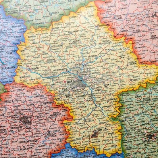 Polska 1:1 800 000. Mapa administracyjna w wersji magnetycznej. Fragment 2